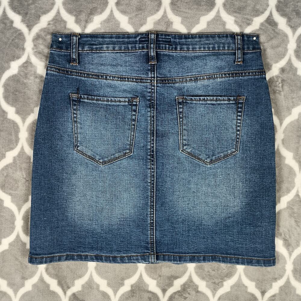 Best Mountain Denim Skirt Women Size L Blue Button Front Western Cowgirl Ranch - Picture 3 of 9